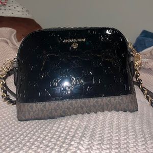 Michael Kors Black and Brown Monogram Purse